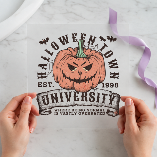 Halloween University Pumpkin individual product photo included in the Halloween Volume 15 five-pack DTF transfer bundle