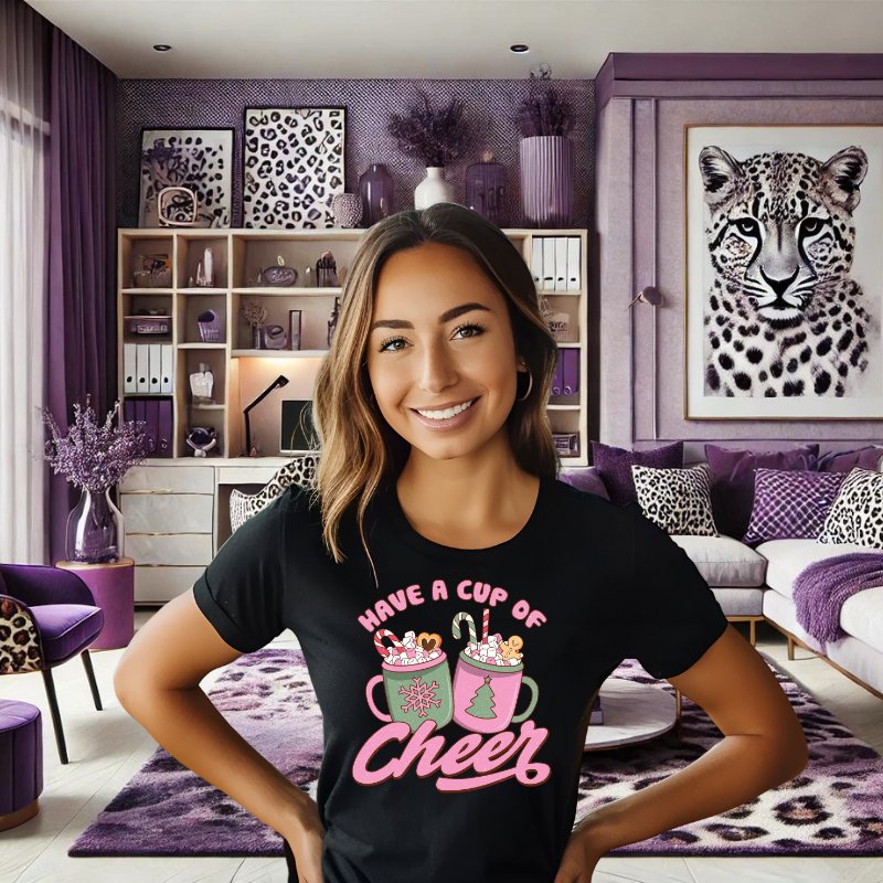 Have a Cup of Cheer Gildan T-Shirt - Purple & Black (S - 3XL) - Marie Gems