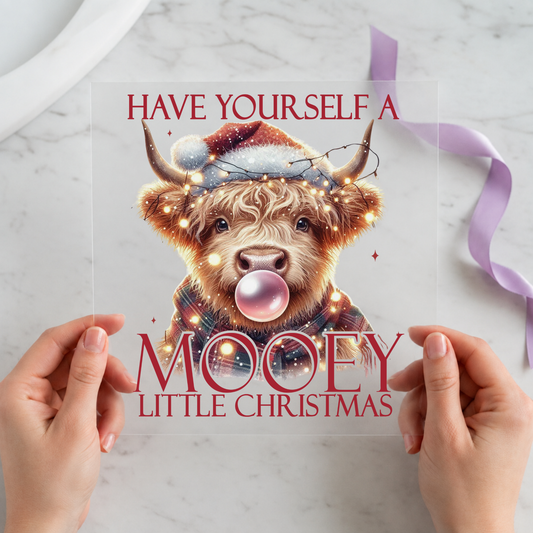 Have Yourself a Mooey Little individual product photo included in the Christmas Curated Mix 8 five-pack DTF transfer bundle