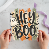 Hey Boo Halloween Ghost individual product photo included in the Halloween Volume 5 five-pack DTF transfer bundle