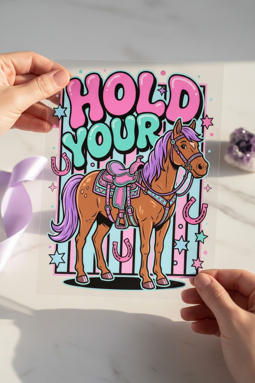 Hold Your Horses 12x12 ready-to-press DTF heat transfer