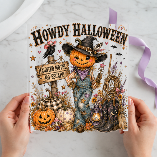 Howdy Halloween Scarecrow individual product photo included in the Spooky Country Animal Volume 1 five-pack DTF transfer bundle