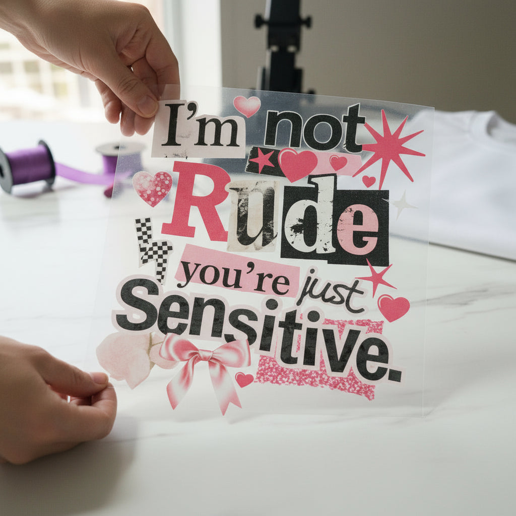 I'm Not Rude, You're Just individual product photo included in the Funny & Relatable Volume 1 five-pack DTF transfer bundle