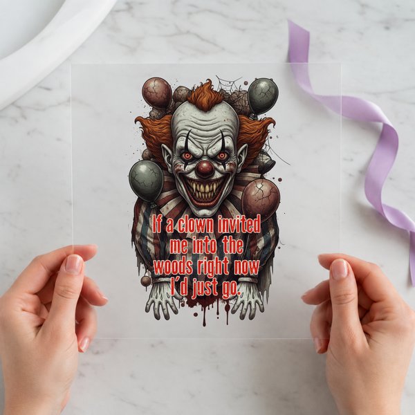 I'd Just Go As a Horror Clown individual product photo included in the Halloween Volume 9 five-pack DTF transfer bundle