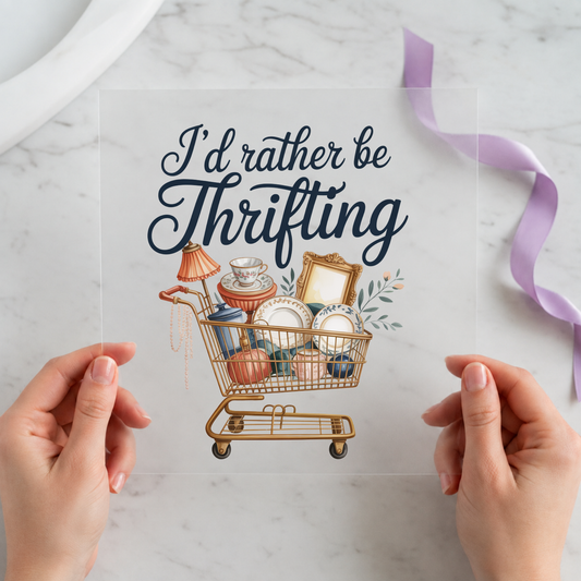 I'd Rather Be Thrifting Current individual product photo included in the Funny Taco Curated Mix 9 five-pack DTF transfer bundle