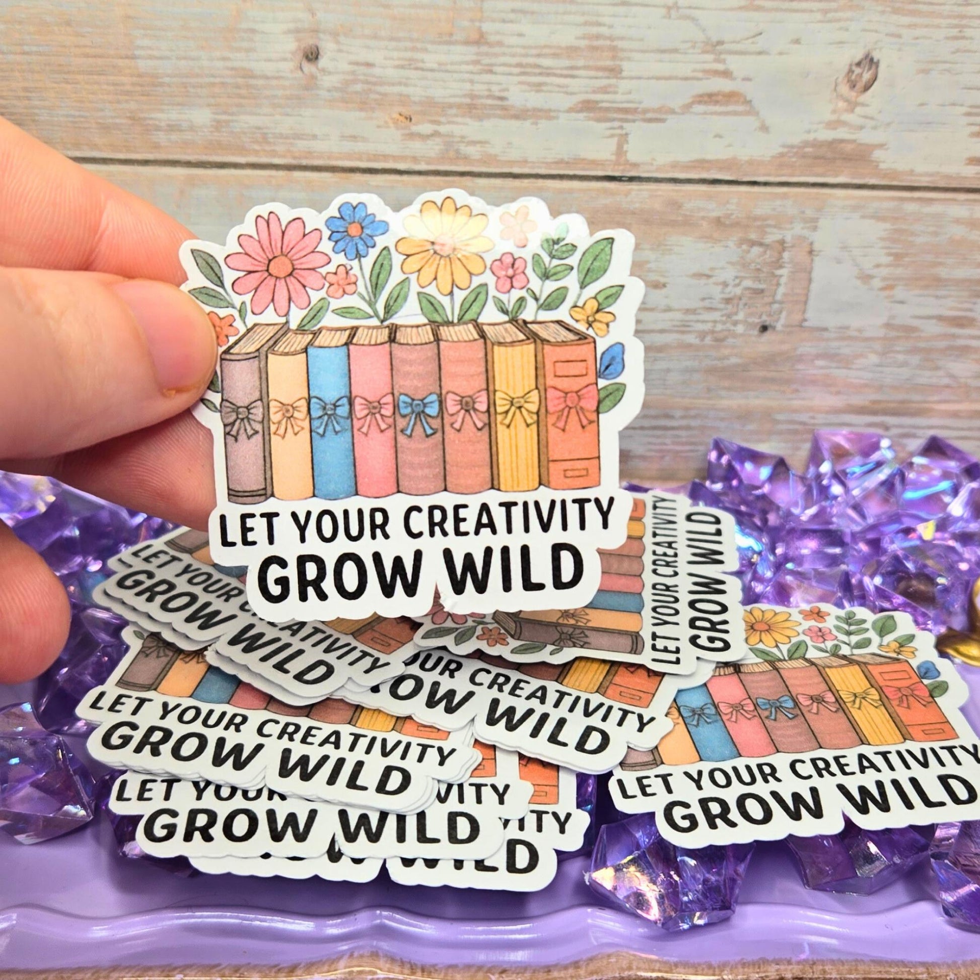 Grow Your Creativity Sticker - Wildflower Books Decal - Floral Reader Art - Inspirational Sticker - Laptop, Planner