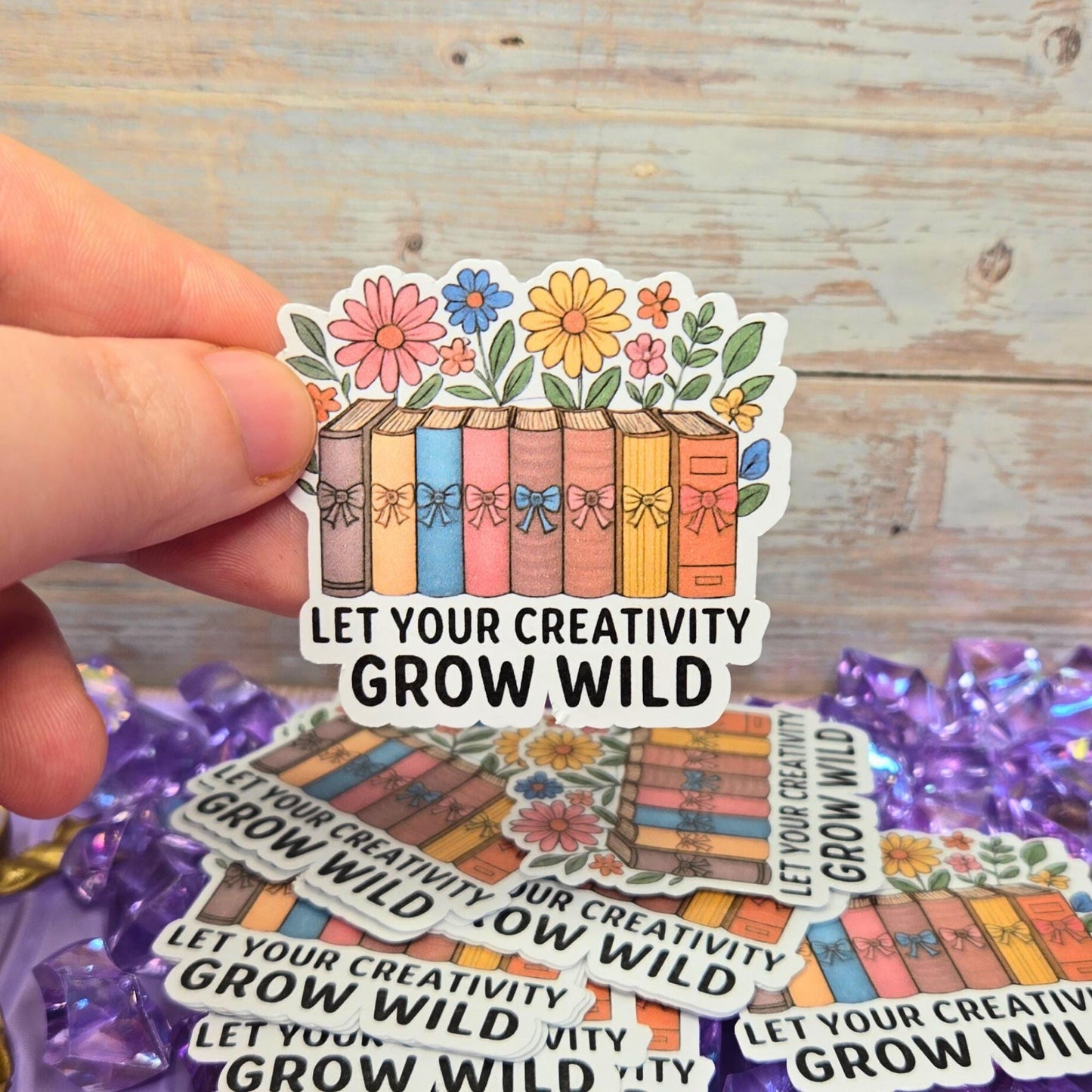 Grow Your Creativity Sticker - Wildflower Books Decal - Floral Reader Art - Inspirational Sticker - Laptop, Planner