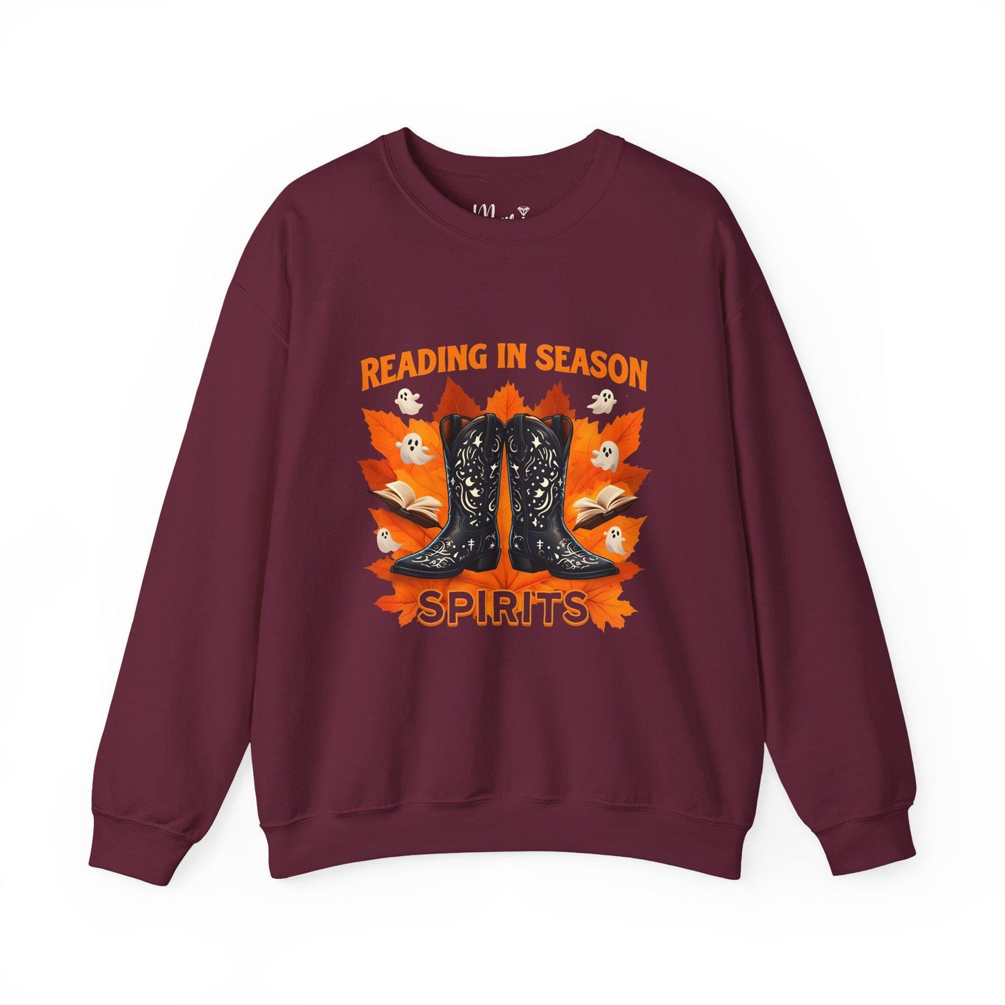 Western Book Lover Sweatshirt: Cowboy Boots, Fall Vibes & Spooky Ghosts