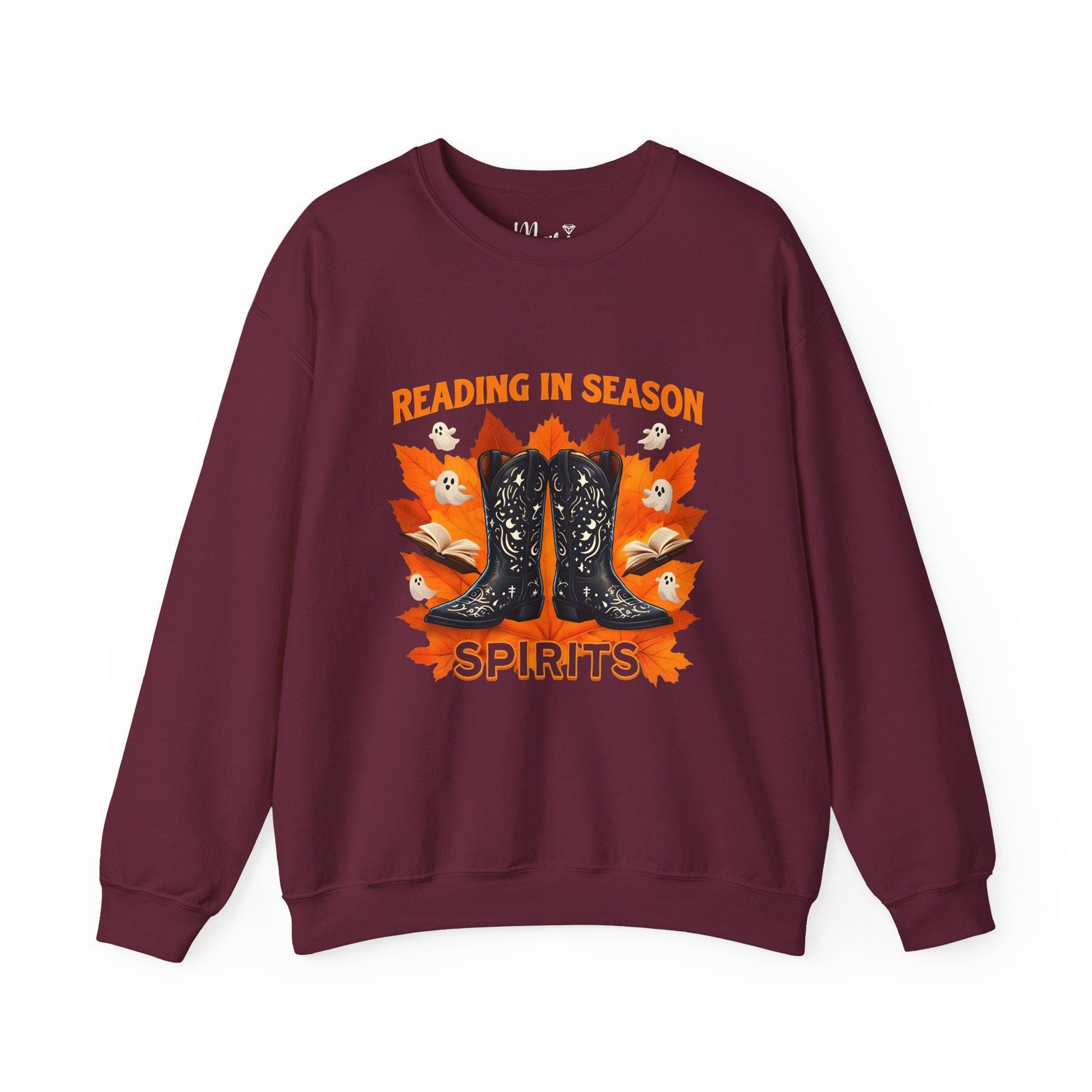 Western Book Lover Sweatshirt: Cowboy Boots, Fall Vibes & Spooky Ghosts