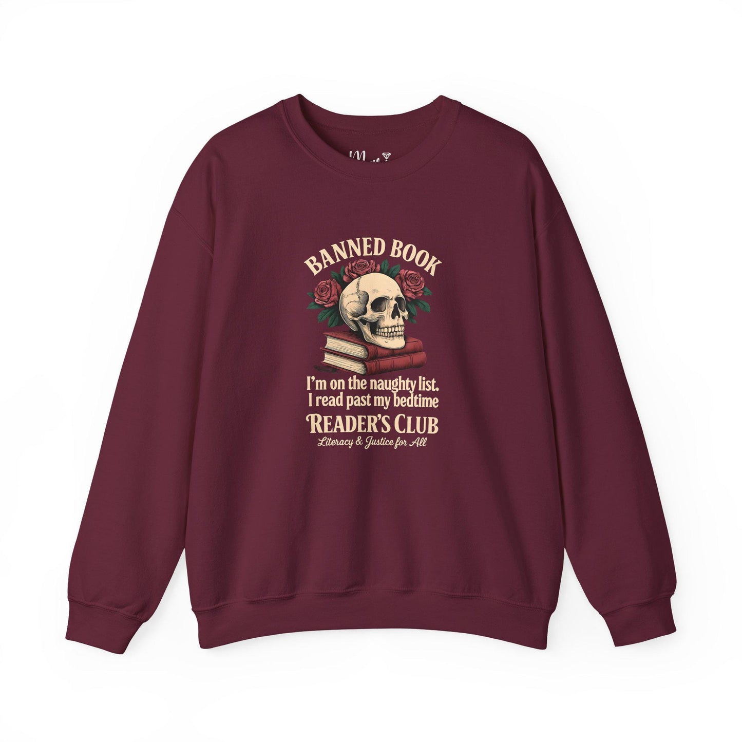 Banned Books Crewneck Sweatshirt: Dark Academia Reader - Literacy & Justice