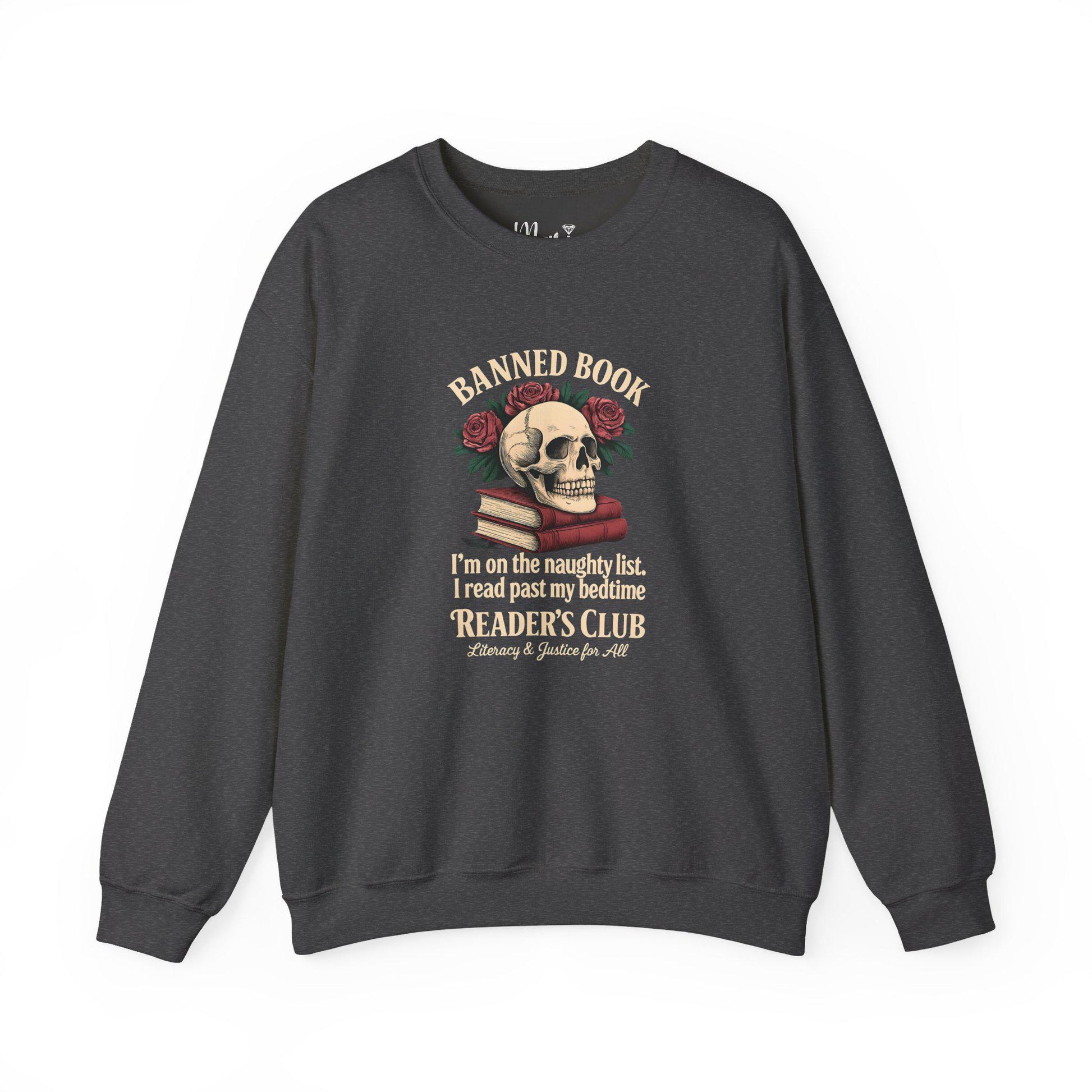 Banned Books Crewneck Sweatshirt: Dark Academia Reader - Literacy & Justice