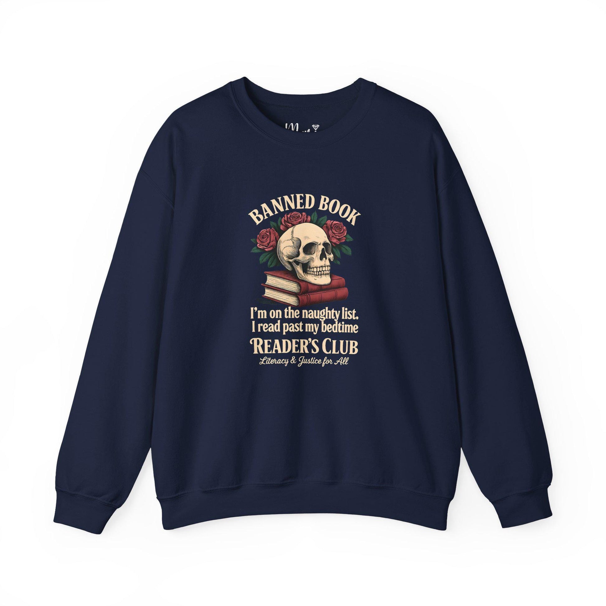 Banned Books Crewneck Sweatshirt: Dark Academia Reader - Literacy & Justice