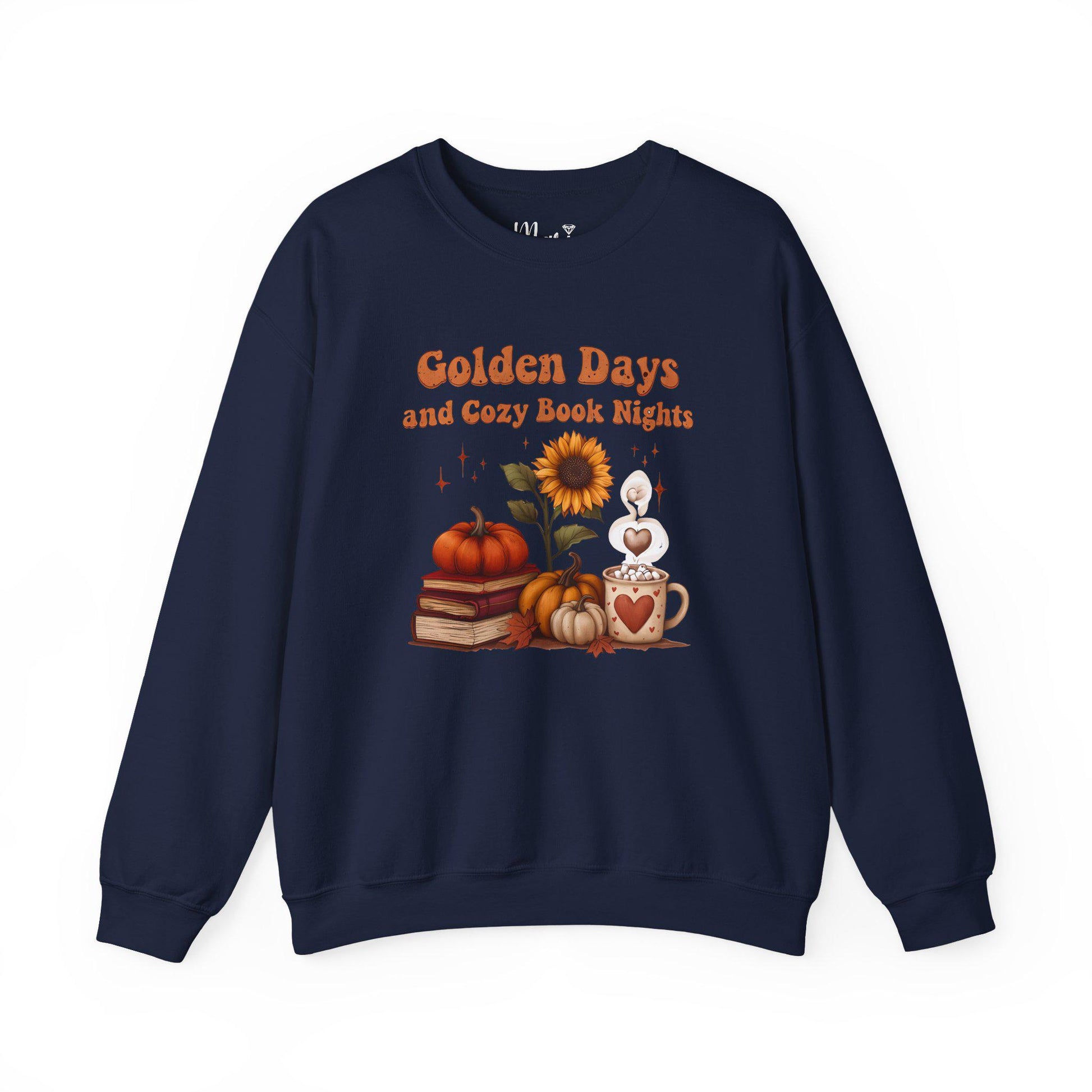 Autumn Reading Crewneck Sweatshirt: Sunflower, Books & Cocoa