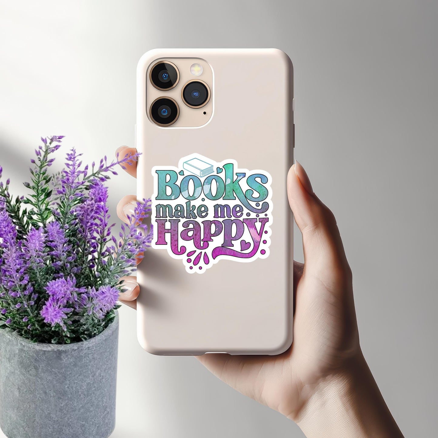 Books Make Me Happy Sticker: Water-Resistant Vinyl Decal for Book Lovers