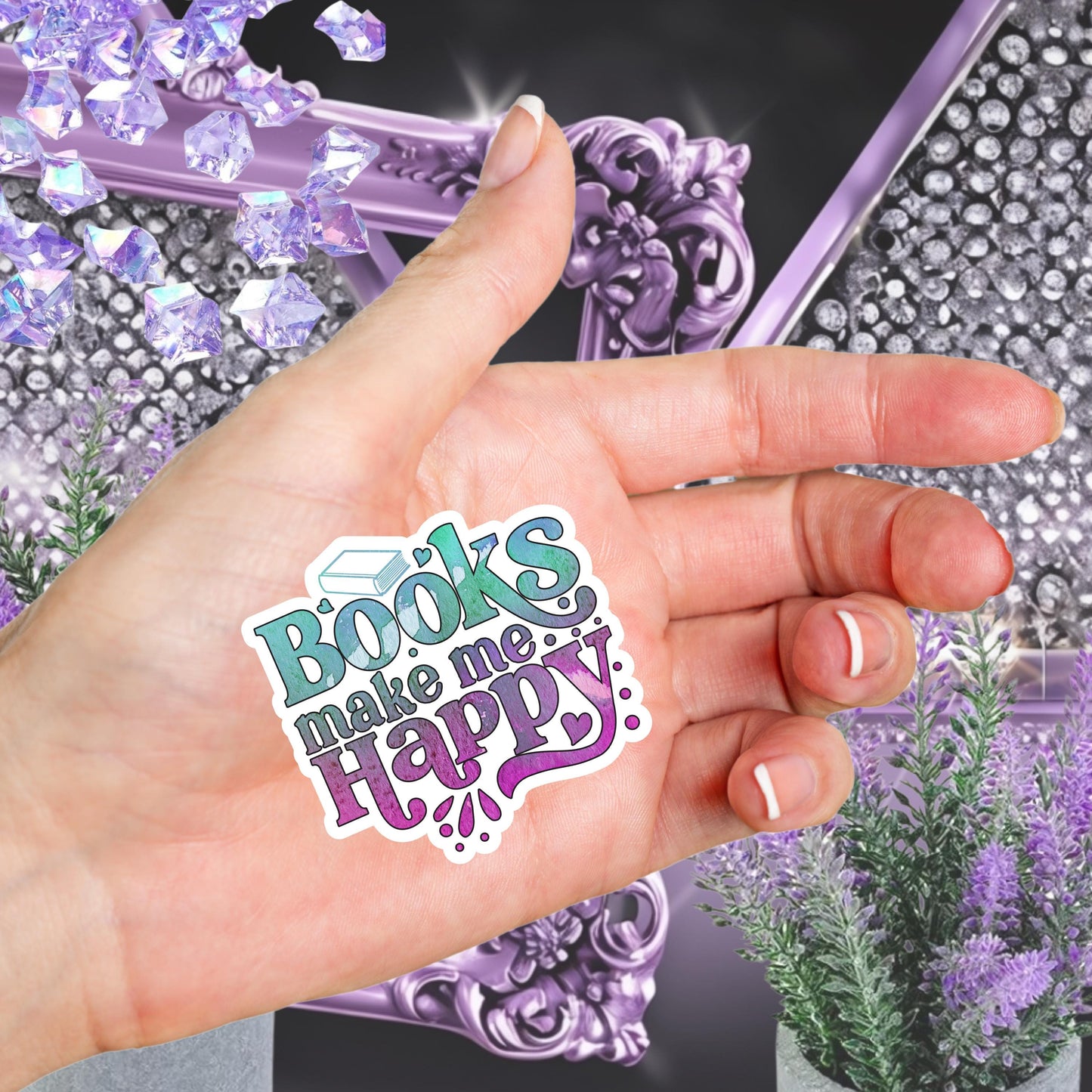 Books Make Me Happy Sticker: Water-Resistant Vinyl Decal for Book Lovers