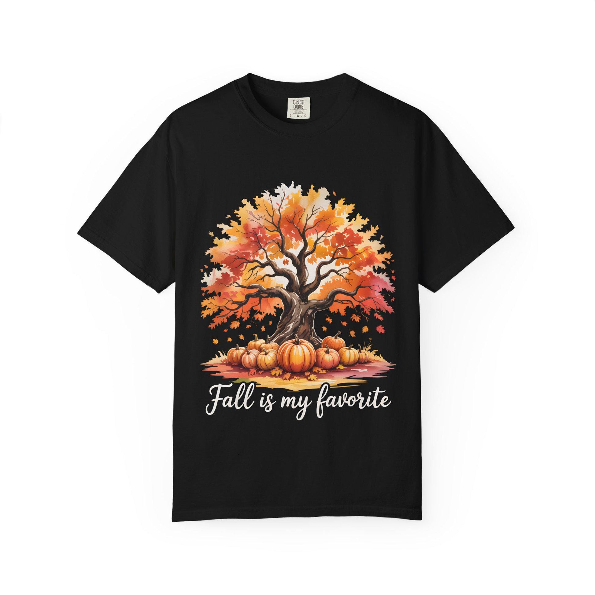 Cozy Fall Vibes Comfort Colors T-shirt - Autumn Tree with Pumpkins Graphic Tee