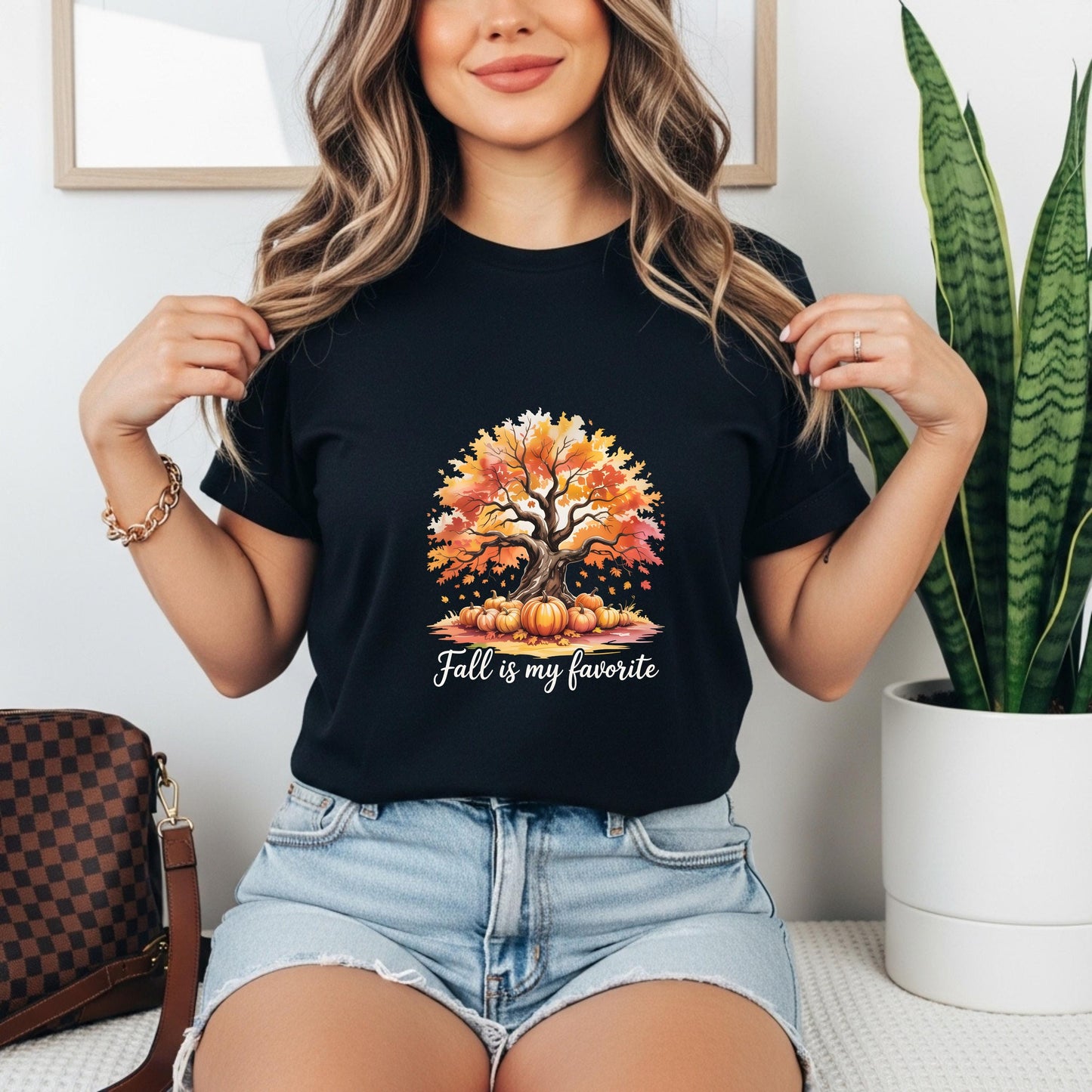 Cozy Fall Vibes Comfort Colors T-shirt - Autumn Tree with Pumpkins Graphic Tee