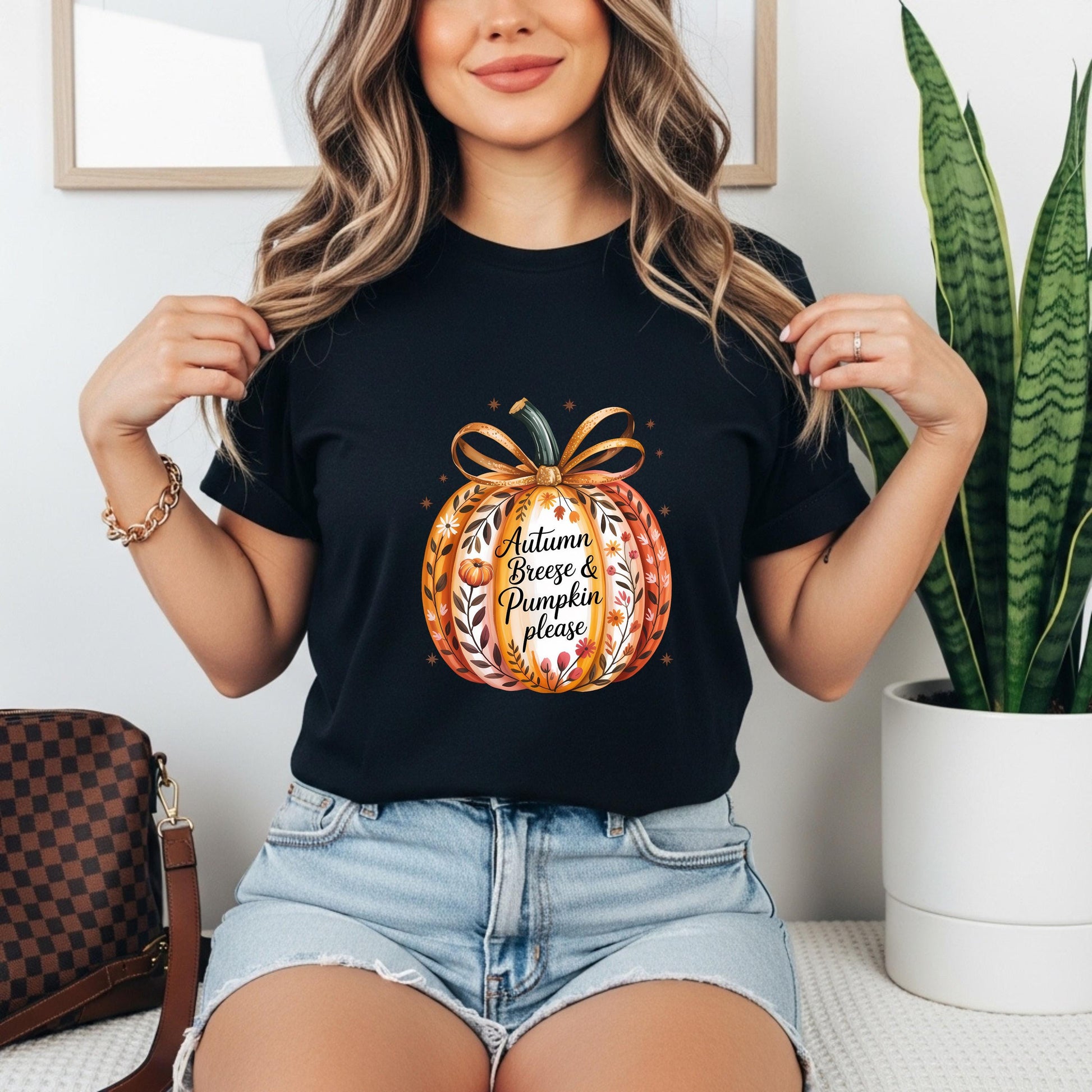 Vintage Style Pumpkin T-Shirt: Autumn Breeze & Pumpkin Please