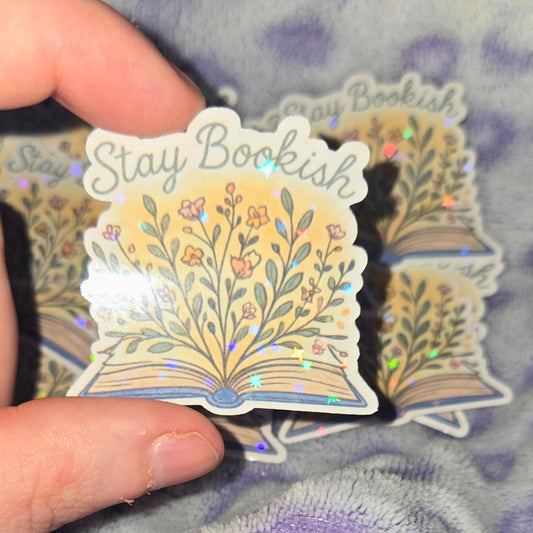 Stay Bookish Sticker: Waterproof Vinyl Floral Decal for Bookworms
