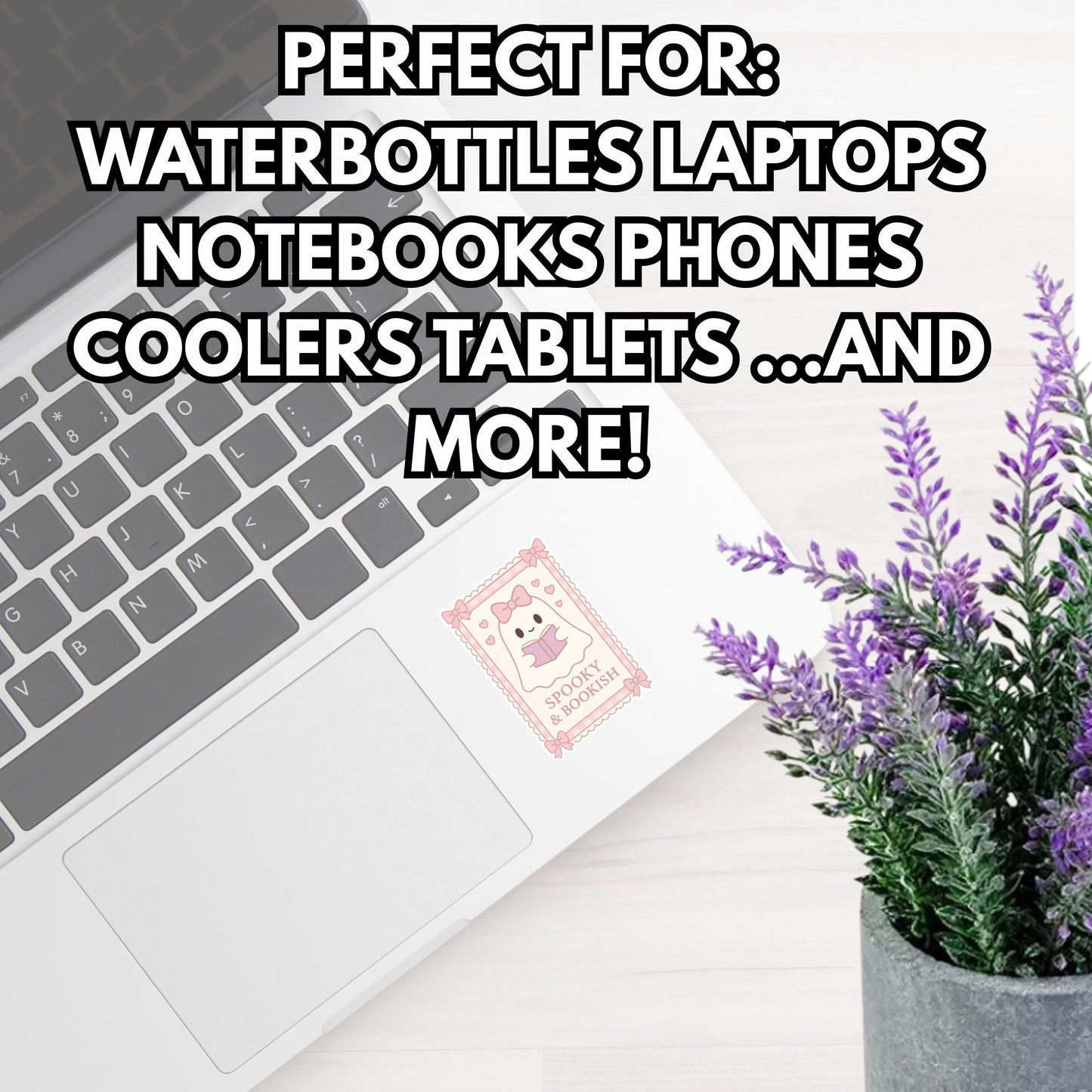 Spooky & Bookish Sticker • Cute Ghost Reading Vinyl Decal • Halloween Book Lover Gift • Waterproof Journal Laptop Sticker