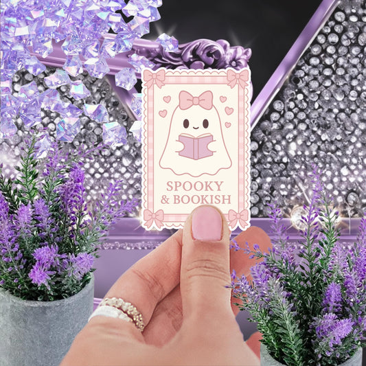 Spooky & Bookish Sticker • Cute Ghost Reading Vinyl Decal • Halloween Book Lover Gift • Waterproof Journal Laptop Sticker