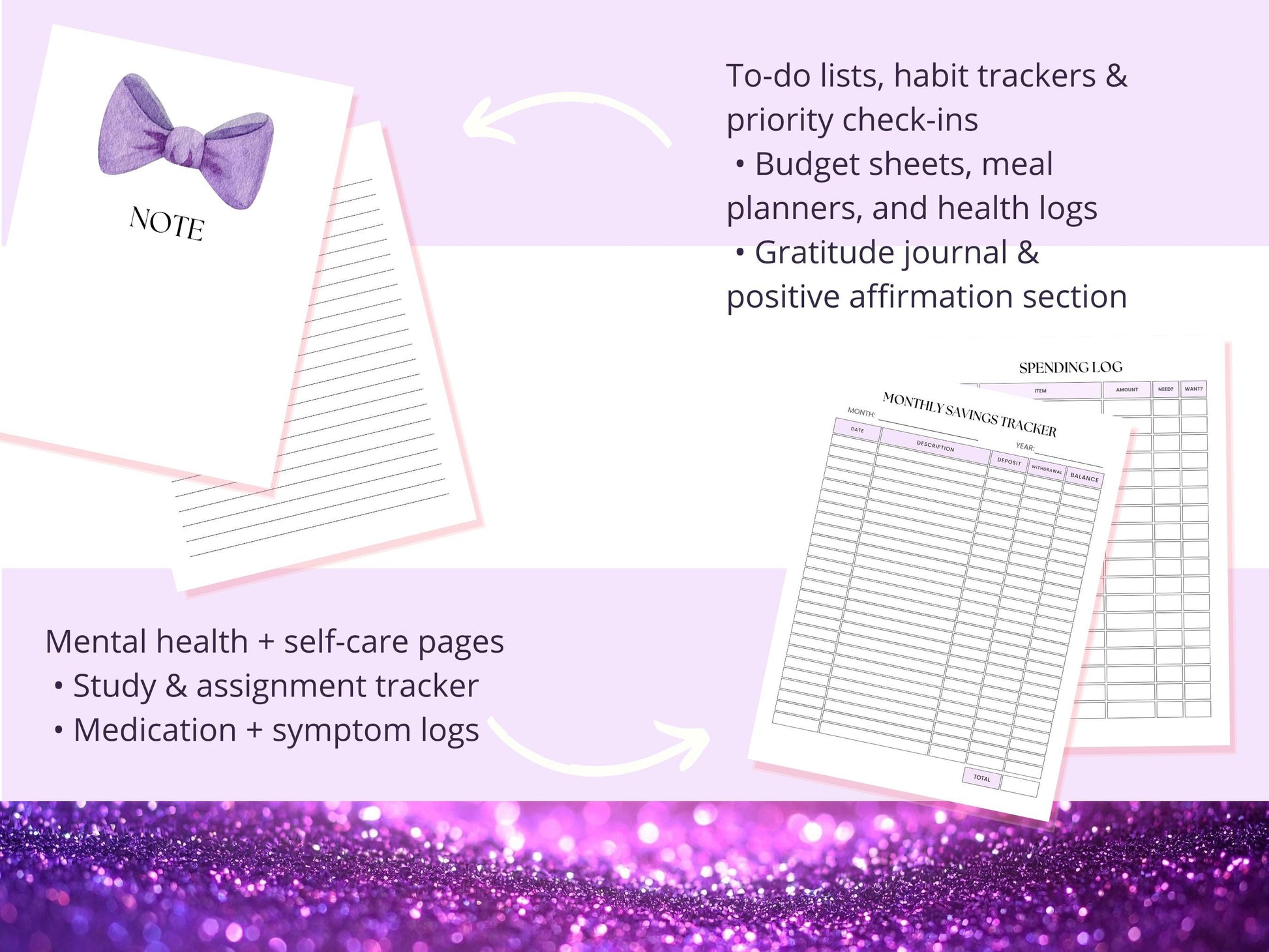 2026 ADHD Digital Planner Printable | Focused Productivity Journal with Monthly Weekly Daily Layouts for Adults & Teens