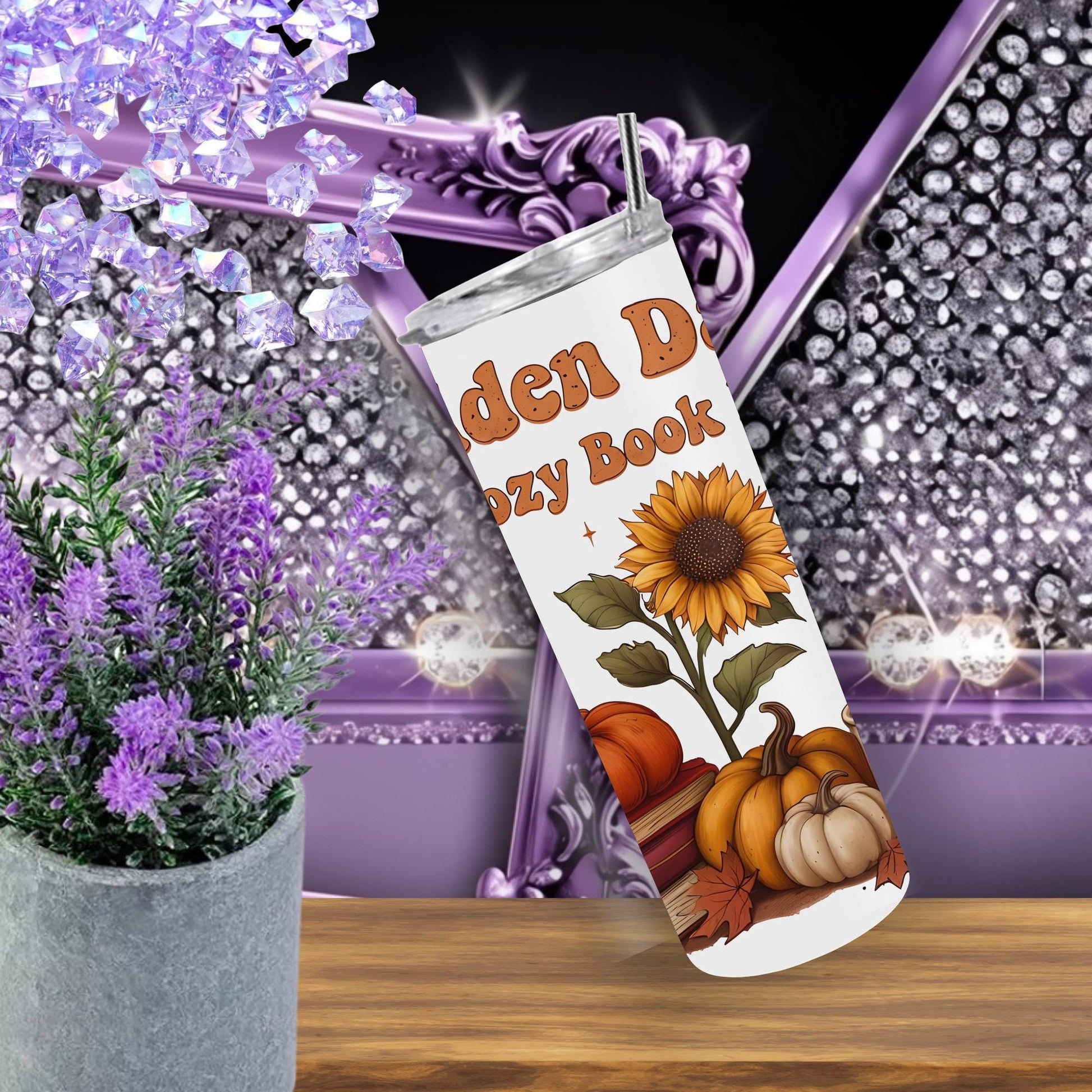 Fall Book Lover Tumbler – 20oz Golden Days Mug – Cozy Reading Cup, Autumn Aesthetic Gift, Bookish Coffee Tumbler, Pumpkin Spice Vibes