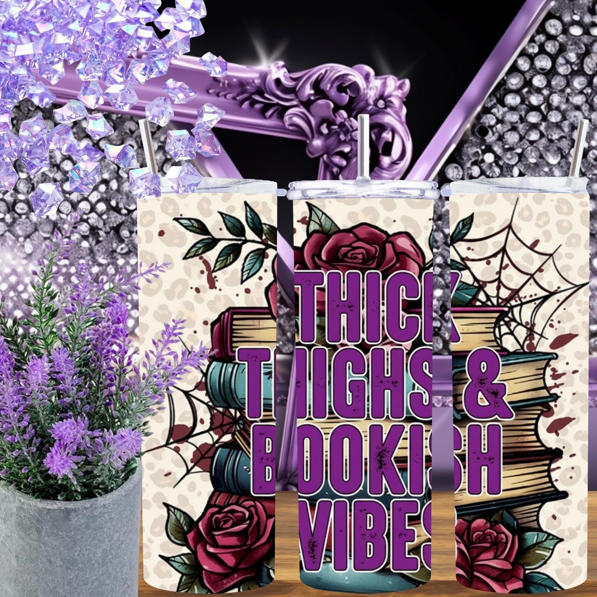 Thick Thighs Bookish Tumbler – 20oz Skinny Curvy Girl Mug – Spicy Book Lover Gift, Funny Reader Cup, Body Positive Bookish Vibes