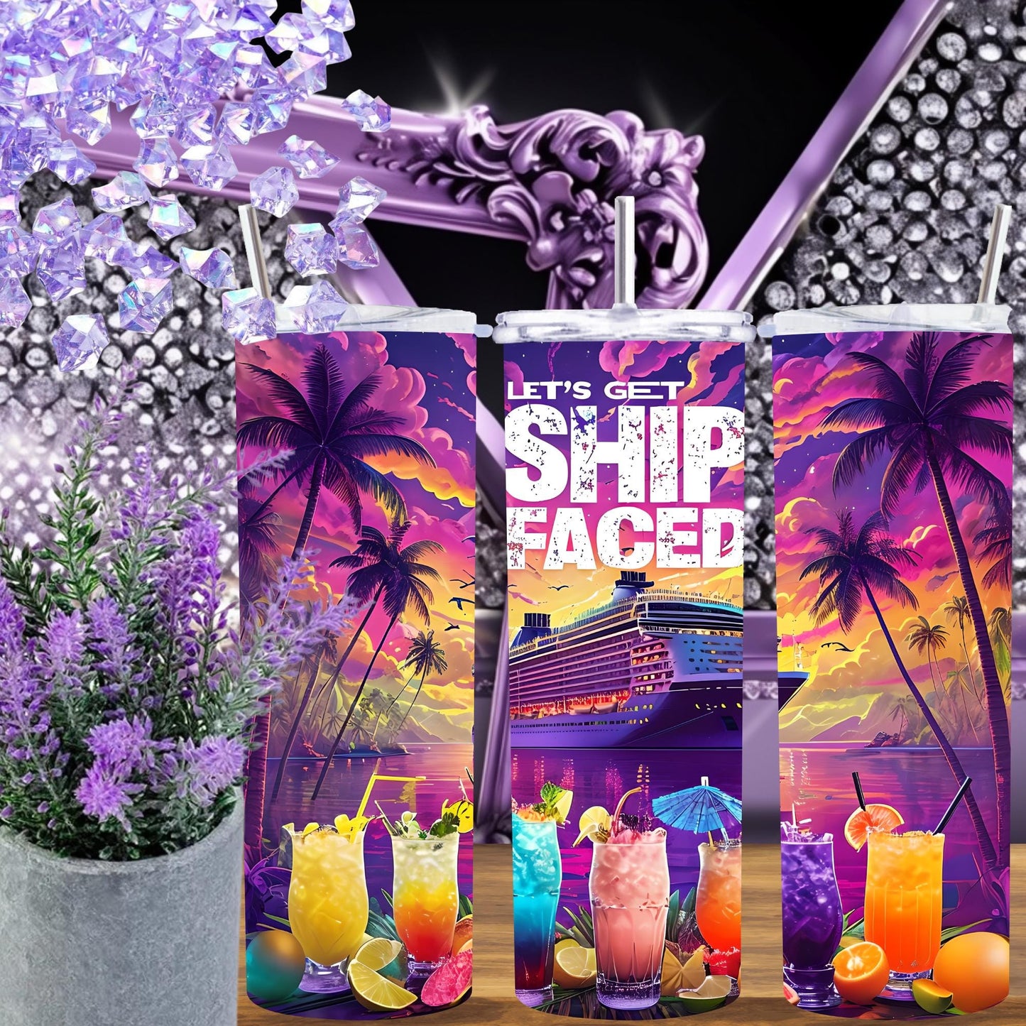 Let's Get Ship Faced 20 oz Stainless Steel Tumbler for Cruise Lovers - Fun Nautical Drinkware