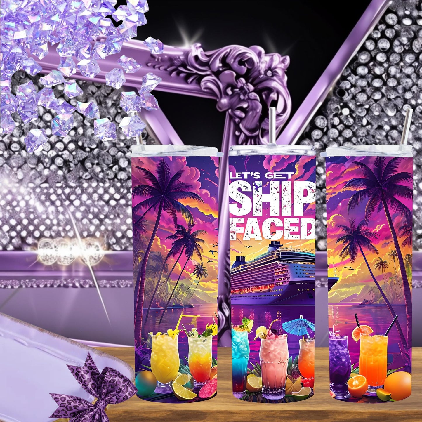Let's Get Ship Faced 20 oz Stainless Steel Tumbler for Cruise Lovers - Fun Nautical Drinkware