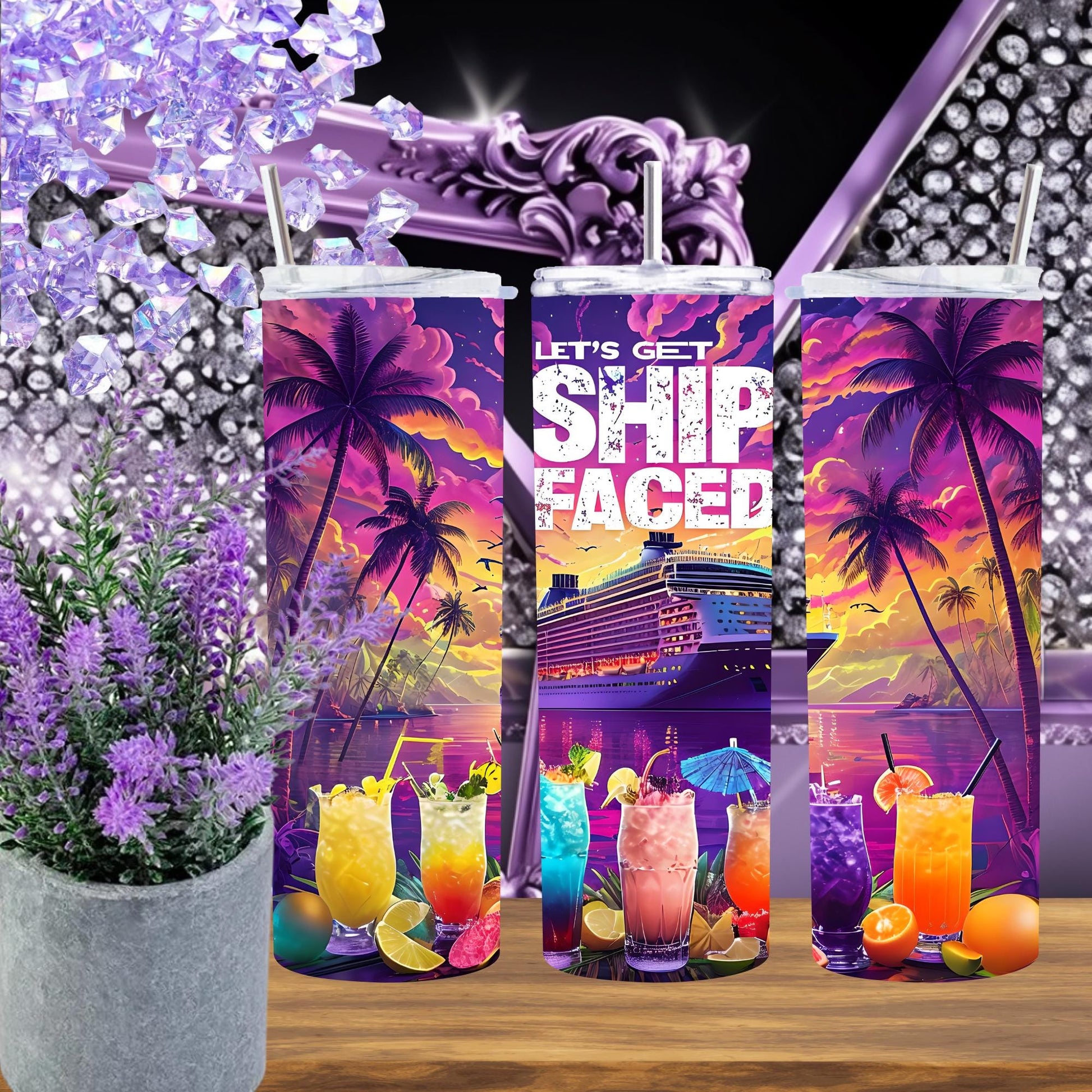Let's Get Ship Faced 20 oz Stainless Steel Tumbler for Cruise Lovers - Fun Nautical Drinkware