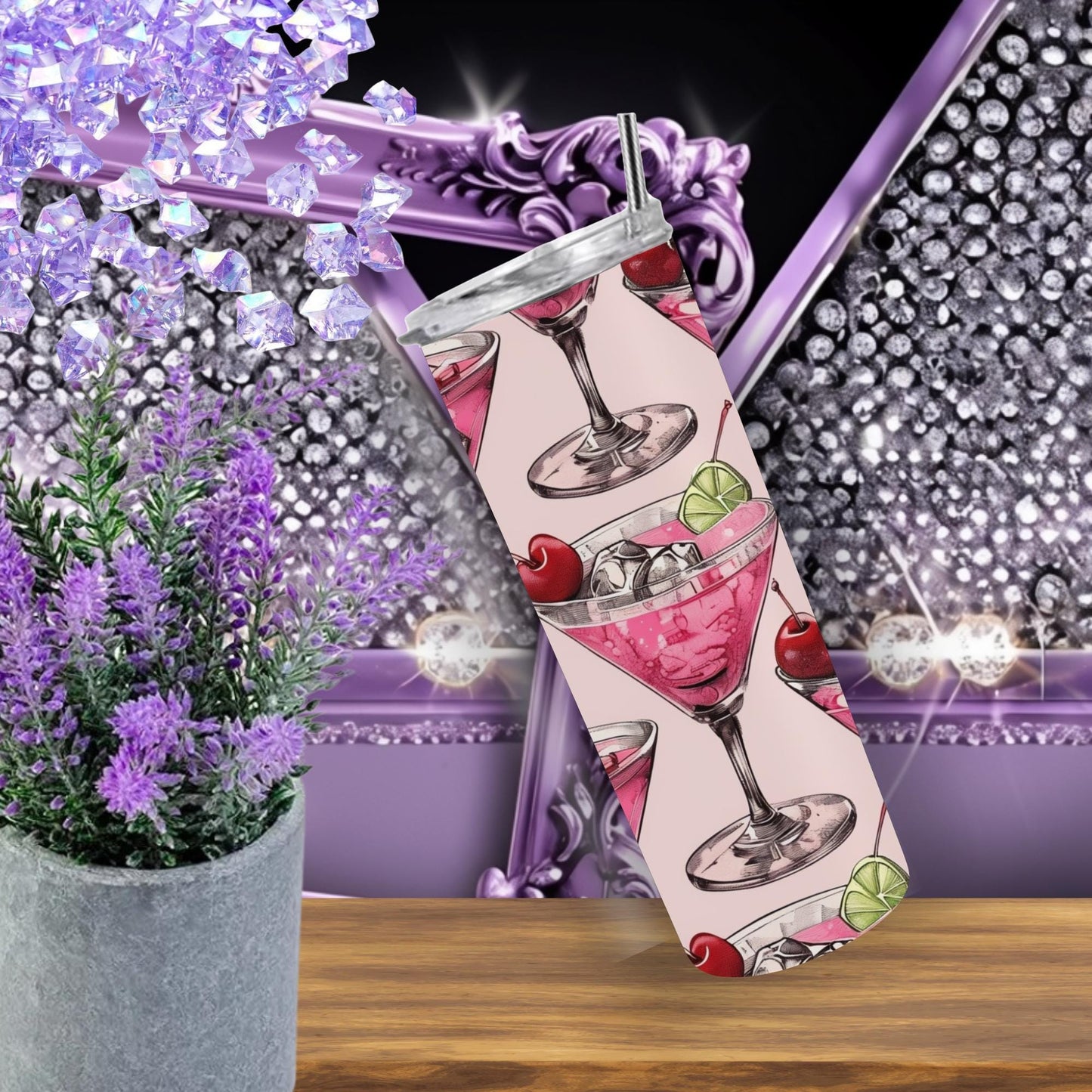 Cheers to Style: Pink Martini Pattern 20 oz Tumbler - Sip in Sweet Sophistication