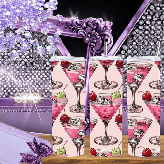 Cheers to Style: Pink Martini Pattern 20 oz Tumbler - Sip in Sweet Sophistication
