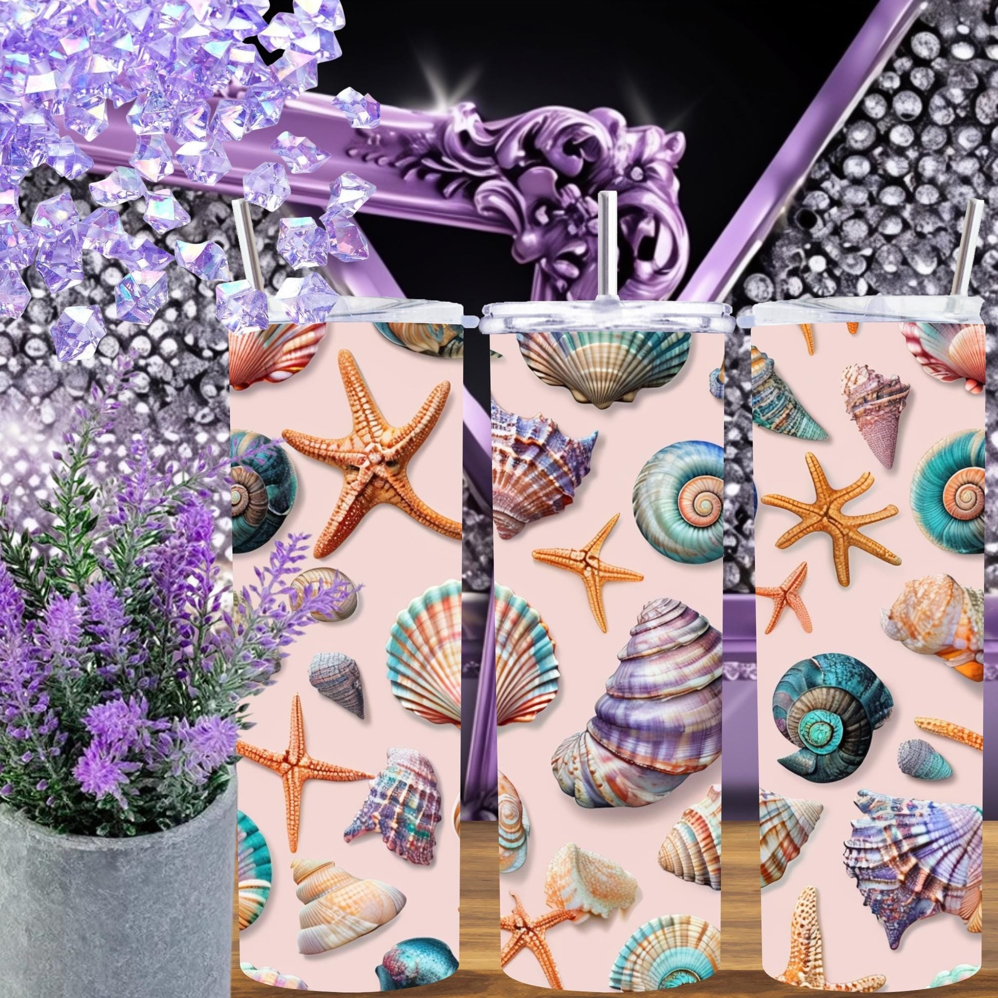 Beautiful Seashell Design 20 oz Stainless Steel Tumbler - Coastal Style Drinkware
