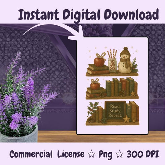 Christmas Student PNG: Bookish Winter Clipart (Digital Download)