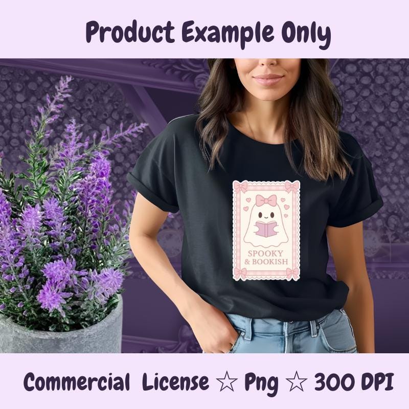 Spooky Book Ghost PNG: Retro Halloween Sublimation Design (Digital Download)
