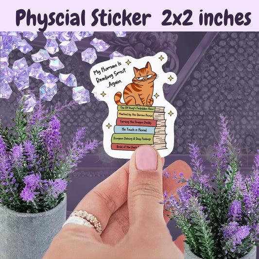 My Human is Reading Smut Again Sticker: Booktok Cat Kindle Vinyl Decal