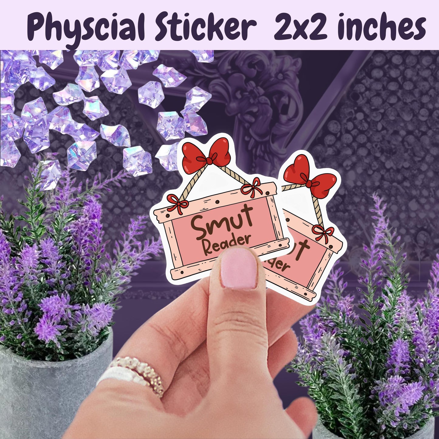 Smut Reader Hanging Sign Sticker: Spicy Romance Book Club, Coquette Style
