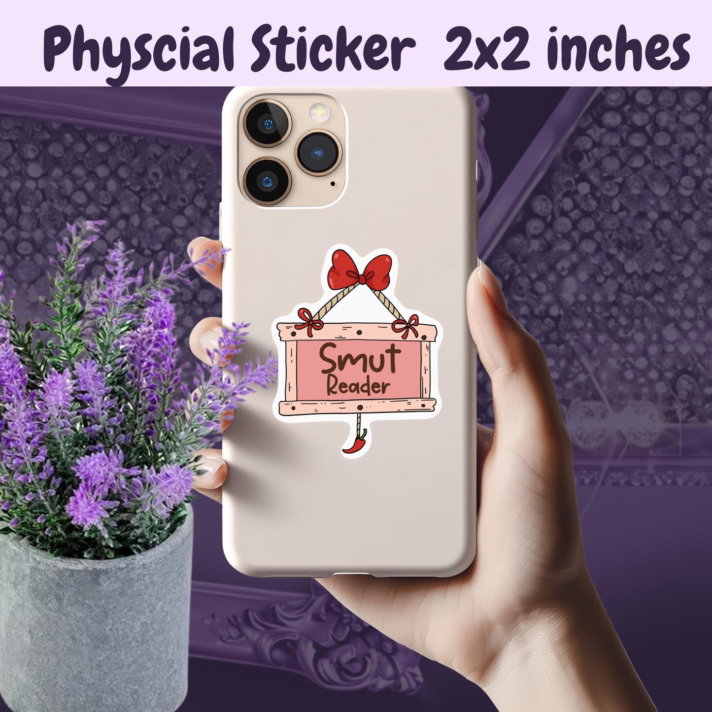 Smut Reader Hanging Sign Sticker: Spicy Romance Book Club, Coquette Style