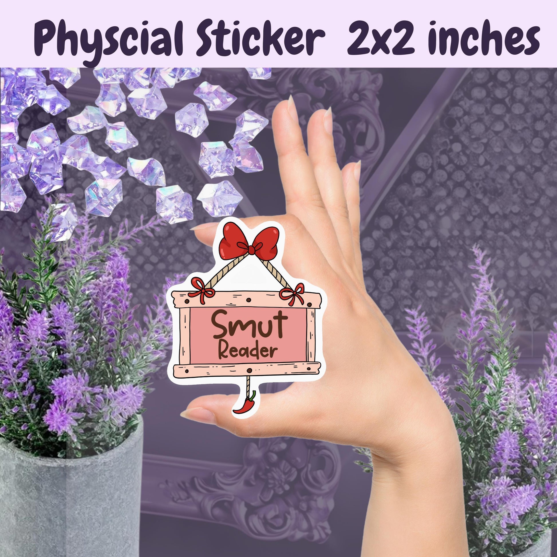 Smut Reader Hanging Sign Sticker: Spicy Romance Book Club, Coquette Style