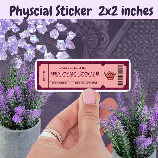 Official Member of the Spicy Romance Book Club Ticket Sticker | Booktok Kindle Sticker | Smut Books Smutty Book Lover