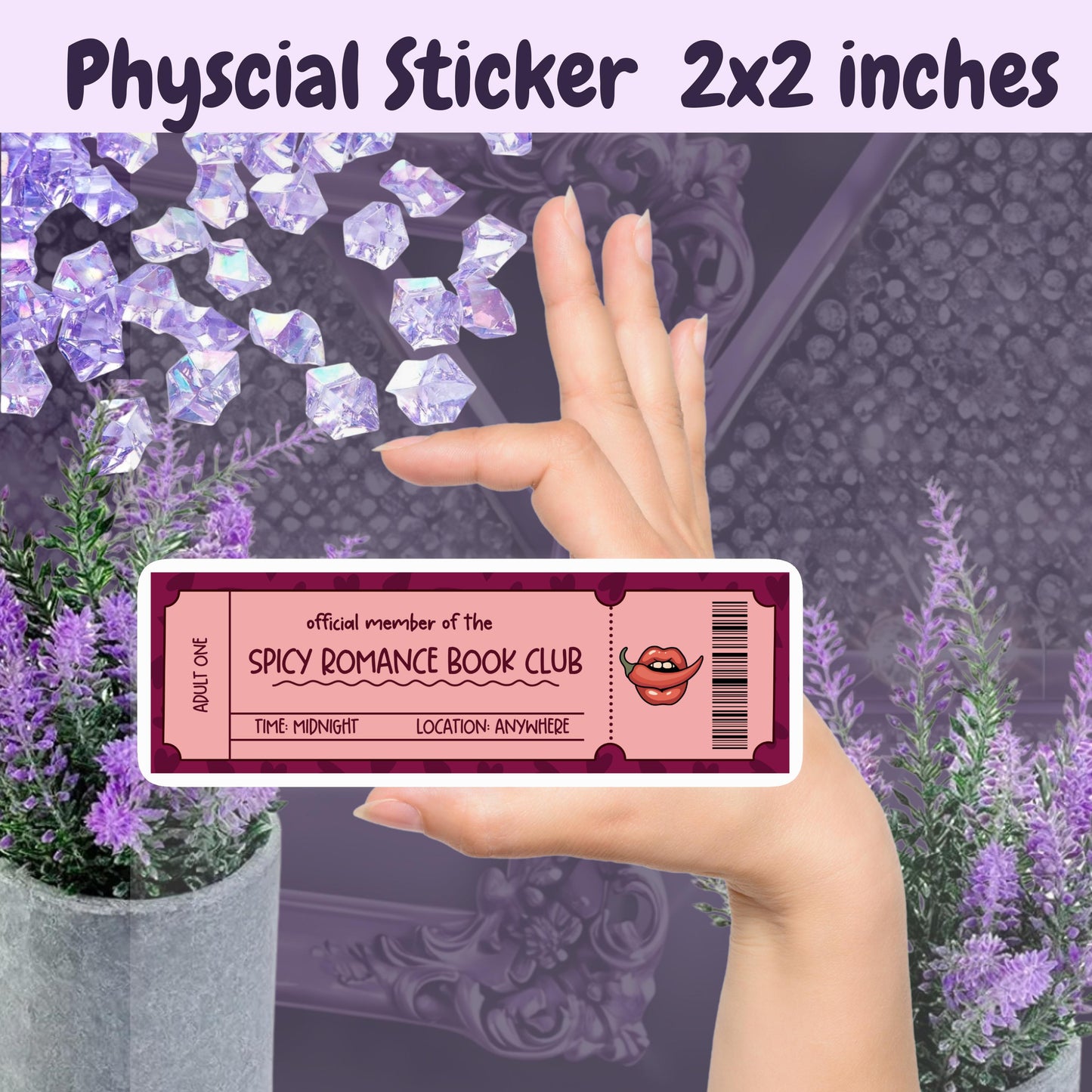Official Member of the Spicy Romance Book Club Ticket Sticker | Booktok Kindle Sticker | Smut Books Smutty Book Lover