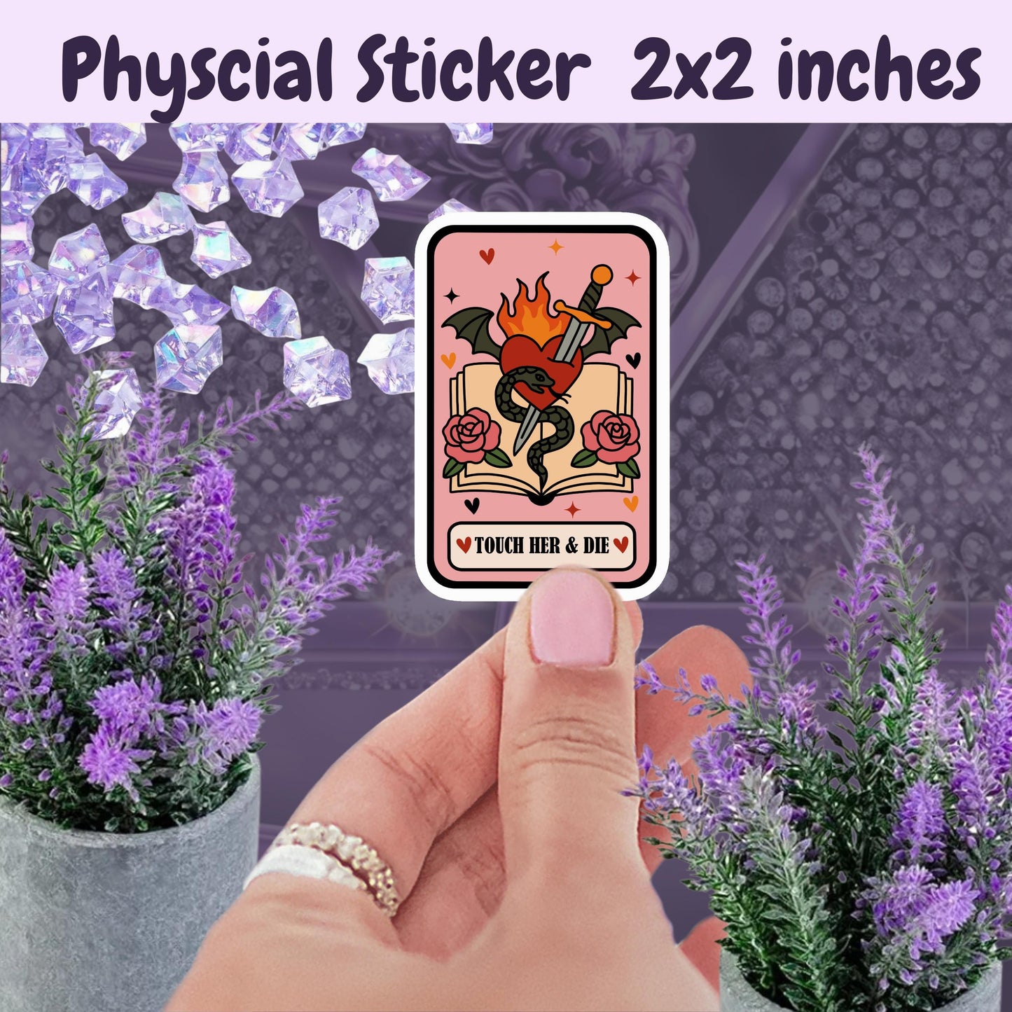 Touch Her & Die Sticker: Spicy Romance Booktok Kindle Vinyl Decal