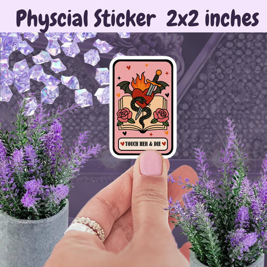 Touch Her & Die Sticker: Spicy Romance Booktok Kindle Vinyl Decal
