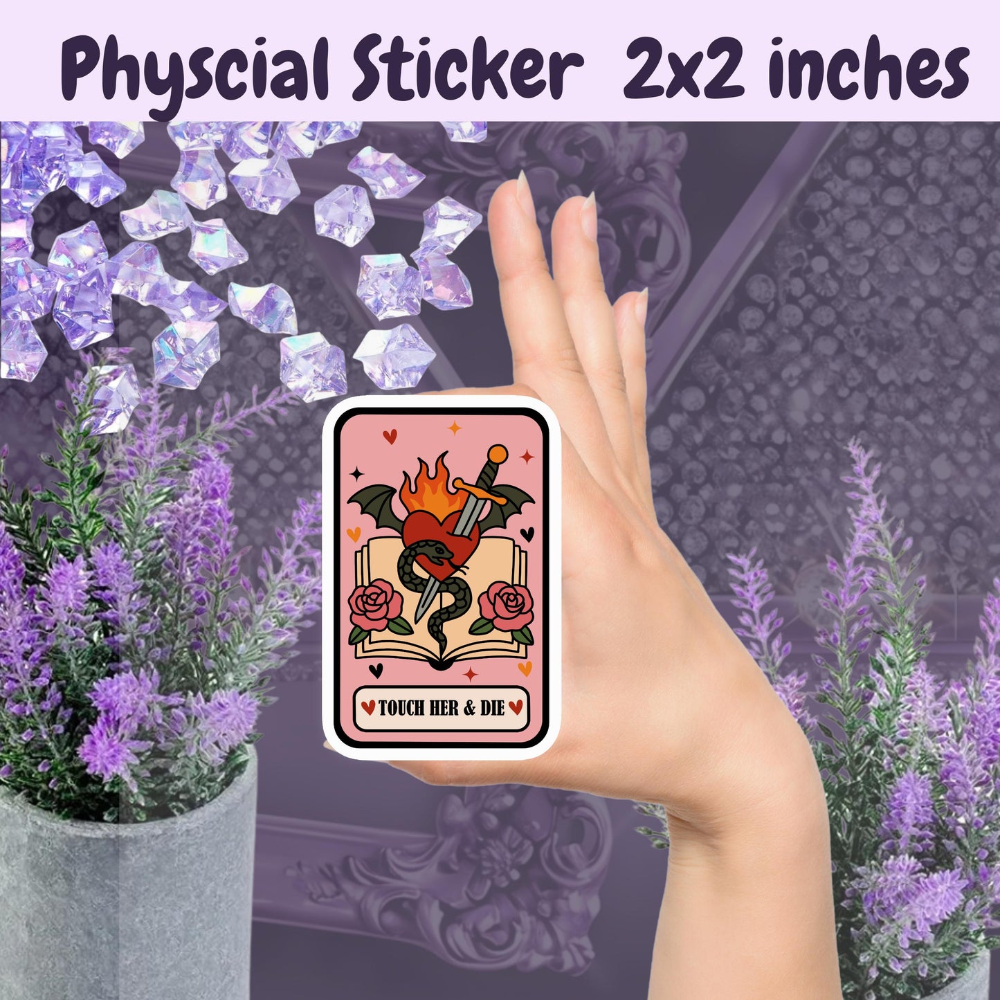 Touch Her & Die Sticker: Spicy Romance Booktok Kindle Vinyl Decal