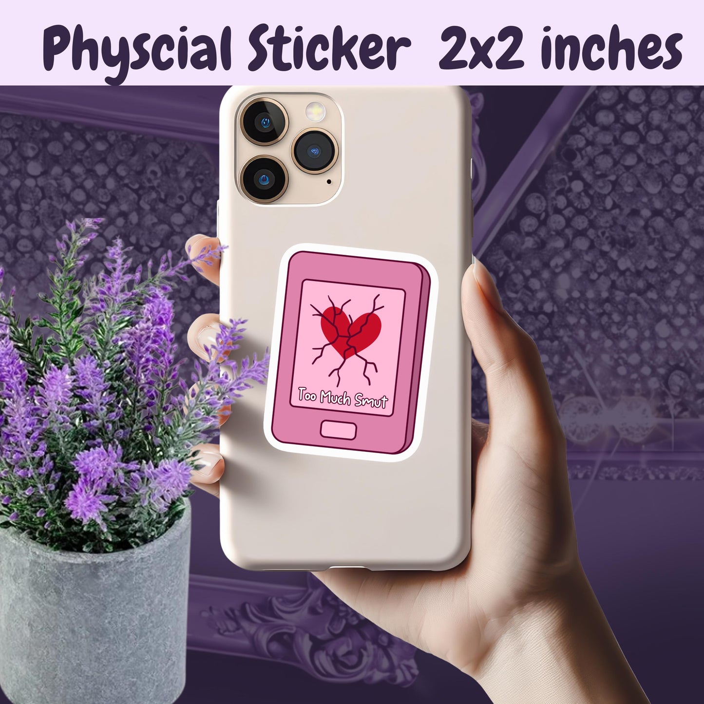 Too Much Smut Sticker: Spicy Romance Book Lover Kindle Decal