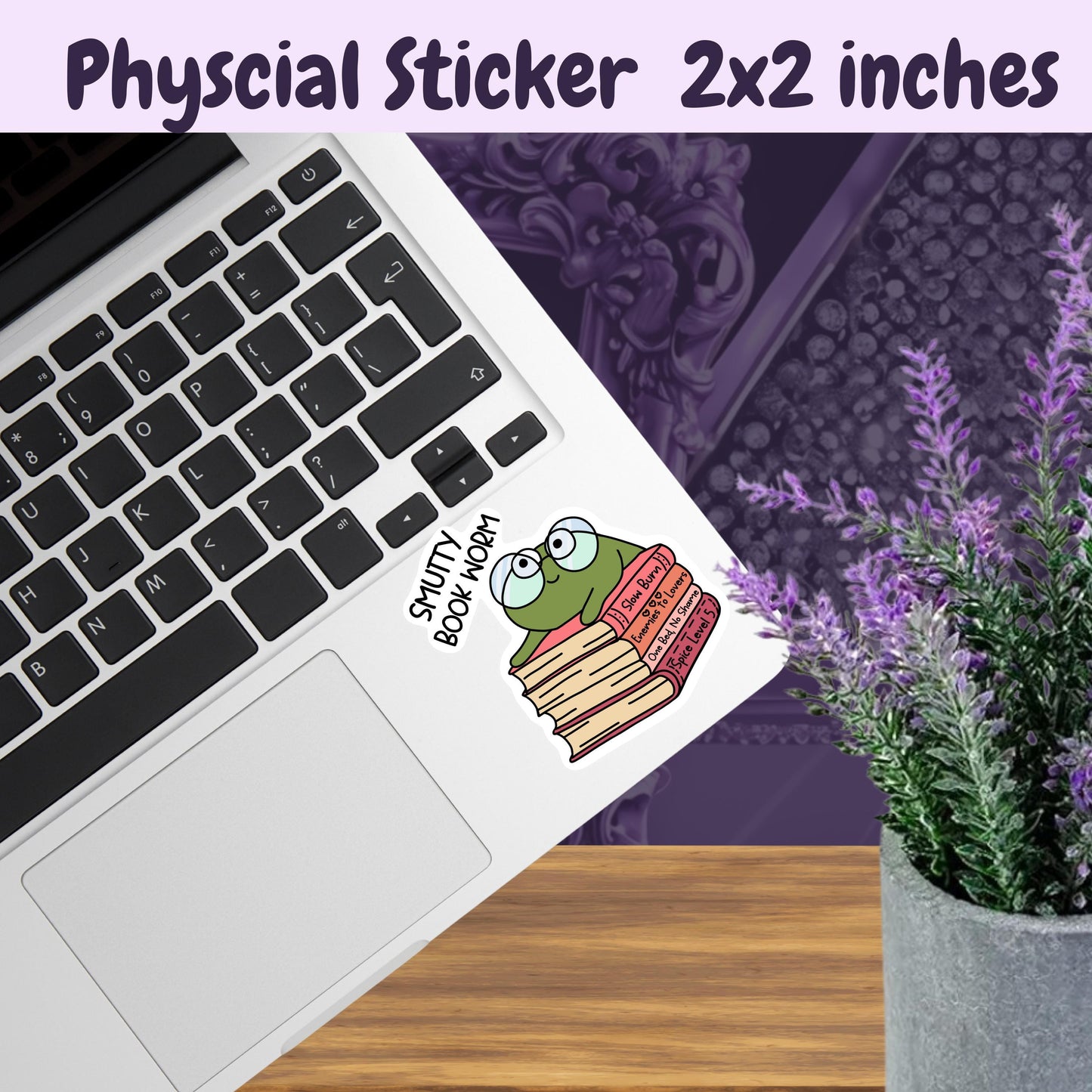 Smutty Book Worm Frog Sticker: Spicy Romance Reader Kindle Decal