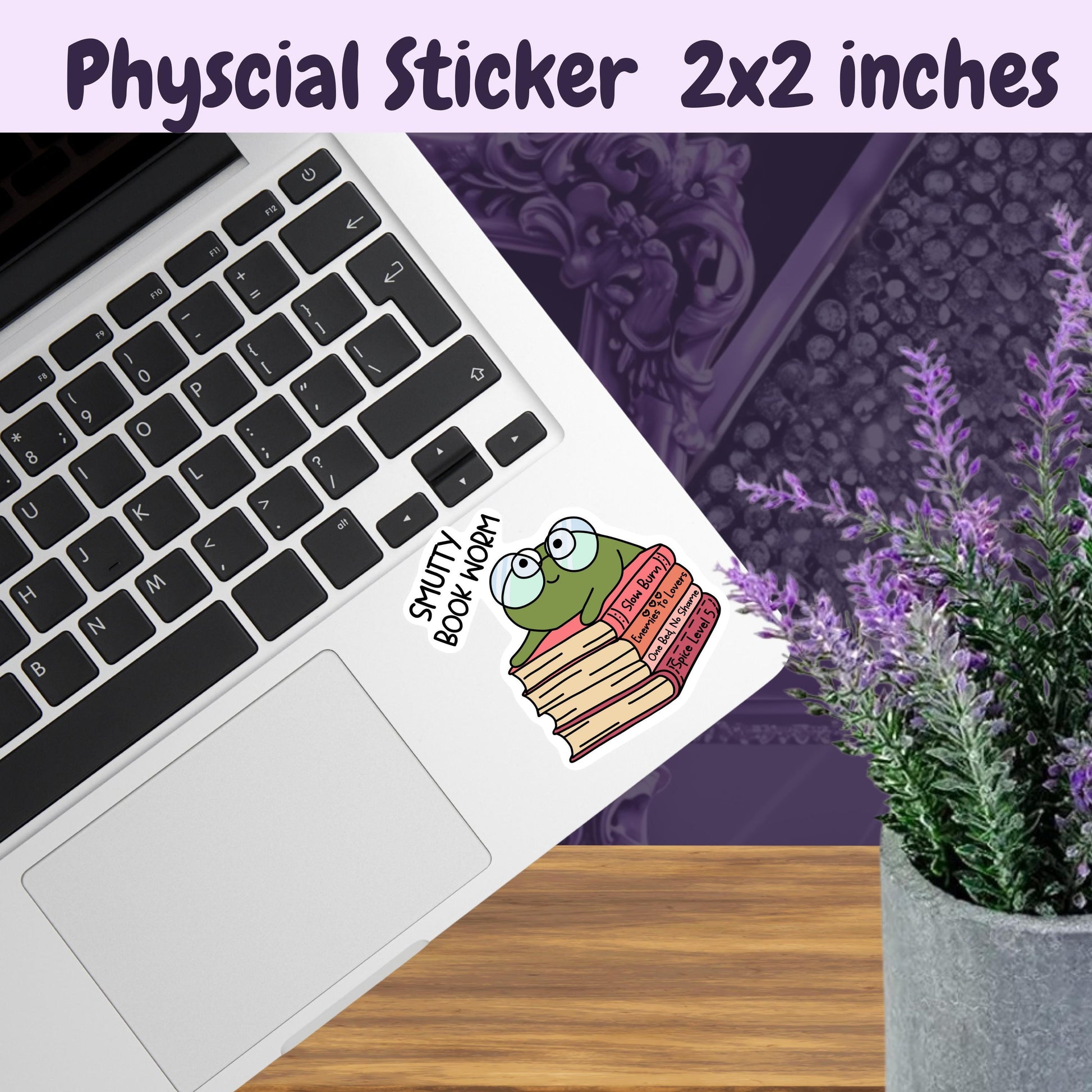 Smutty Book Worm Frog Sticker: Spicy Romance Reader Kindle Decal