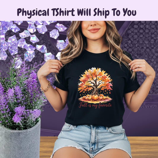 Cozy Fall Vibes Comfort Colors T-shirt - Autumn Tree with Pumpkins Graphic Tee