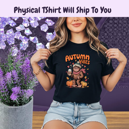 Bigfoot Fall T-Shirt: Funny Sasquatch Pumpkin Spice Latte Tee
